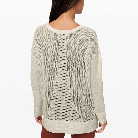 Lululemon Well Being Open Knit Crewneck Sweater Cream 26101 - Picture 3 of 12